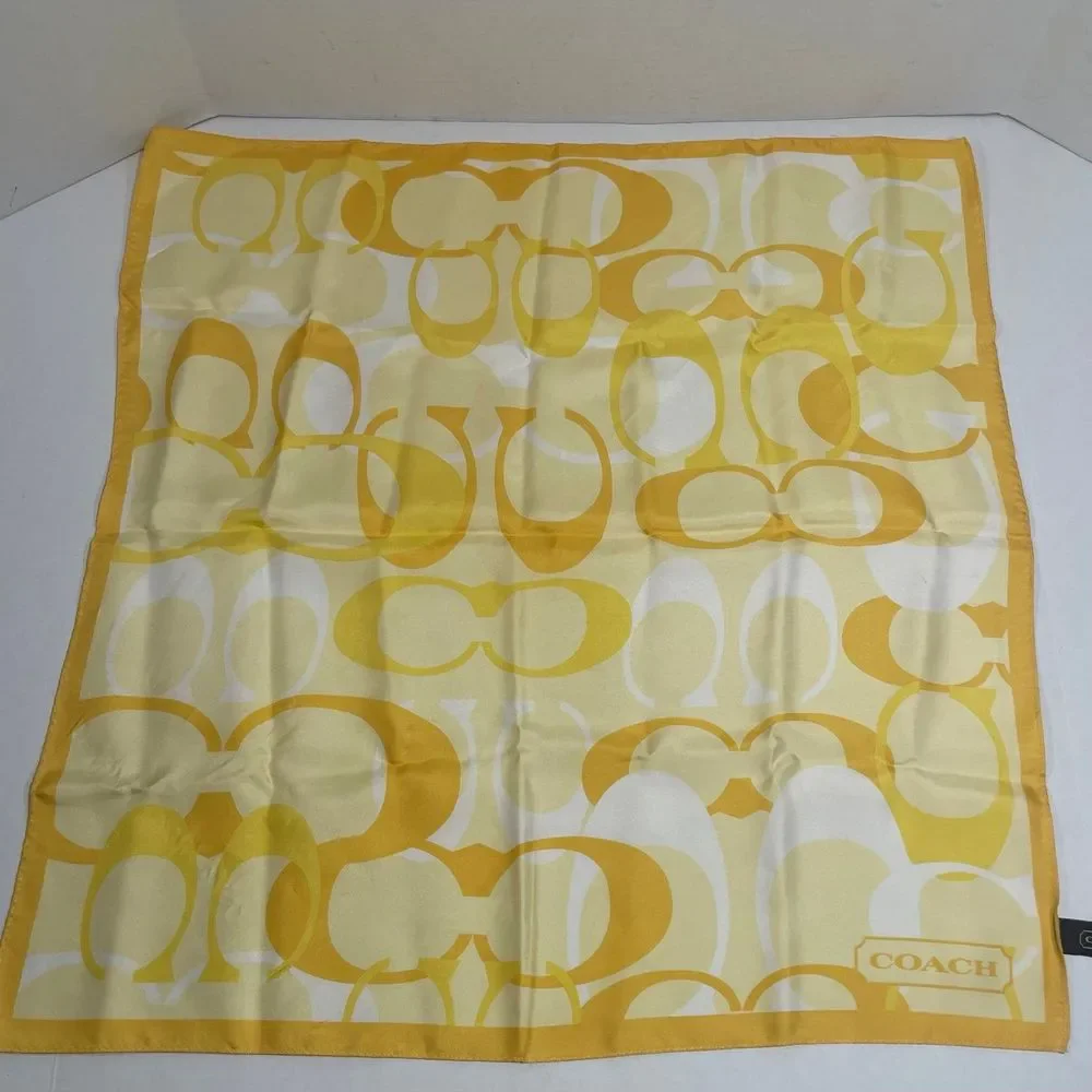 NWOT Coach 100% silk scarf beautiful bright yellow PRICE FIRM NO DISCOUNTS